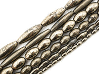 Quality Natural Facted Pyrite Tube Long Oval Beads, Pyrite smooth Long oval barrel beads 7x30mm/4x6mm/5x12mm, 15.5" Full Strand, SKU#W18