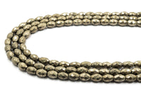 Natural Faceted Pyrite Tube Beads, Pyrite Faceted Long Oval Gemstone Beads,4x6mm/5x8mm/7x30mm, 15.5" FULL Strand, SKU#W19