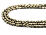 Natural Faceted Pyrite Tube Beads, Pyrite Faceted Long Oval Gemstone Beads,4x6mm/5x8mm/7x30mm, 15.5" FULL Strand, SKU#W19