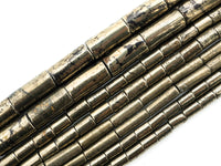 Quality Natural Pyrite CylinderTube Beads, 4x6mm/5x8mm/4x13mm/8x16mm Smooth Cylinder Pyrite Gemstone Beads, 15.5" Full Strand,  SKU#W20