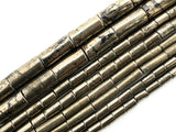 Quality Natural Pyrite CylinderTube Beads, 4x6mm/5x8mm/4x13mm/8x16mm Smooth Cylinder Pyrite Gemstone Beads, 15.5" Full Strand,  SKU#W20