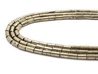 Quality Natural Pyrite CylinderTube Beads, 4x6mm/5x8mm/4x13mm/8x16mm Smooth Cylinder Pyrite Gemstone Beads, 15.5" Full Strand,  SKU#W20