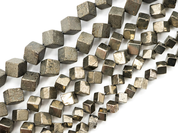 Quality Natural Pyrite Cube Beads, 6mm/10mm Natural Pyrite Dice Beads, 15.5inches Full strands, SKU#W23