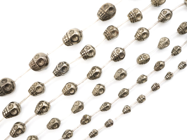 Natural Pyrite 3D Skull Beads, 8mm/10mm/12mm/14mm Natural Gemstone Beads, Skull Beads, 15.5" Full Strand, SKU#W25