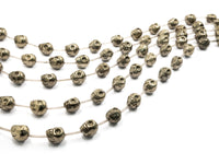 Natural Pyrite 3D Skull Beads, 8mm/10mm/12mm/14mm Natural Gemstone Beads, Skull Beads, 15.5" Full Strand, SKU#W25
