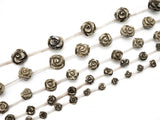 Quality Natural Pyrite Beads, Rose Flower Pyrite Gemstone Beads,8mm/10mm/12mm/14mm/18mm, 15.5" Full Strand, SKU#W26