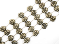 Quality Natural Pyrite beads,Happy Buddha Head Pyrite Gemstone Beads, 18x19mm Buddha Gemstone Beads, 15inch FULL strand, SKU#W46