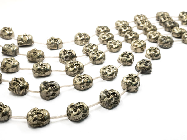 Quality Natural Pyrite beads,Happy Buddha Head Pyrite Gemstone Beads, 18x19mm Buddha Gemstone Beads, 15inch FULL strand, SKU#W46