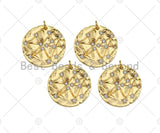 CZ Micro Pave Star On Round Shape Pendant, 14K Gold Filled Medallion Charm, Necklace Bracelet Charm Pendant,23x3mm,Sku#ZX35