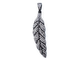 CZ Micro Pave Leaf/Feather Pendant, Cubic Zirconia Pendant, 12x51mm, 1pc, SKU#F313