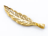 CZ Micro Pave Leaf/Feather Pendant, Cubic Zirconia Pendant, 12x51mm, 1pc, SKU#F313