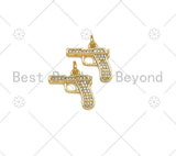 CZ Micro Pave Pistol Shape Pendant,18K Gold Filled Gun Charm, Necklace Bracelet Charm Pendant,17x16mm, Sku#LD147