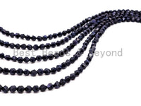 Quality Round Blue Goldstone Beads, 6mm/8mm/10mm/12mm,16 Faceted Diamond Cut Sparkly Dark Blue Gemstone Beads, 15inch full strand, SKU#U43