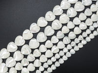 10mm/15mm/20mm HEART White Mother of Pearl, Mop Shell, White Shell, HEART Shaped Smooth Beads, 15inch Full strand, SKU#T14