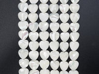 10mm/15mm/20mm HEART White Mother of Pearl, Mop Shell, White Shell, HEART Shaped Smooth Beads, 15inch Full strand, SKU#T14