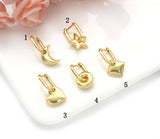 Gold Heart Star Donut Rhombus Hoop Earrings SKULX161