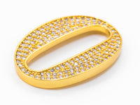 CZ Micro Pave Oval Ring Link Connector,Silver/Gold/Rose Gold/Gunmental Tone, Finding DIY Jewelry, 26x18mm, SKU#E301