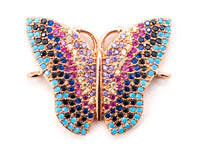 CZ Micro Pave Mixed Color Butterfly Connector 20x25mm, CZ Pa