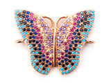 CZ Micro Pave Mixed Color Butterfly Connector 20x25mm, CZ Pa