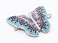 CZ Micro Pave Mixed Color Butterfly Connector 20x25mm, CZ Pa