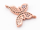 CZ Micro Pave Butterfly Charm,Gold/rose gold/Silver/Gunmental tone with Turquoise Cobalt black CZ pave 18x24mm, SKU#E300