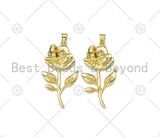 3D Rose Flower Shape Pendant, 18K Gold Filled Rose Flower Charm,Necklace Bracelet Charm Pendant ,21x40mm,Sku#LK424
