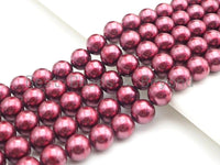 Natural Mother of Pearl Maroon Round Smooth beads, 8mm/10mm/12mm Maroon MOP Beads, 15.5inch strand, SKU#T140