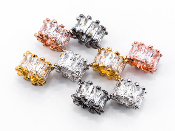 CZ Micro Pave Big Hole Spacer Beads, Clear Cubic Zirconia Spacer Beads Gold/Silver/Rose Gold/Gunmental, 5x9mm, sku#G270