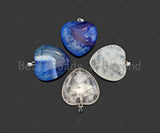 High Quality Natural Druzy Agate Heart Pendant, Clear Blue Necklace Agate Pendant, 40mm,Sku#YK14