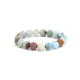 Genuine Matt Amazonite Round Smooth Stretchy Bracelet, 8mm/10mm, Sku#EF367