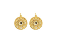CZ Flower Round Medallion Pendant, Sku#LK600