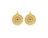 CZ Flower Round Medallion Pendant, Sku#LK600