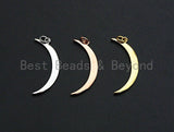 Crescent Moon Pendant, Cubic Zirconia Pendant, Silver/Gold/Rose Gold, 13x29mm, Sku#Z483