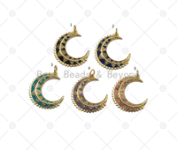 Enamel Cresent Moon Charm, Sku#Z1421