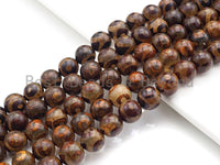 Natural Tibetan Agate Beads, Brown Eye Dzi Eye beads, 8mm/10mm/12mm/14mm Round Tibetan Agate, 15.5" Full Strand, sku#U860