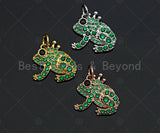 Green CZ Micro Pave Frog Pendant/Charm, Frog Cubic Zirconia Pendant, Silver/Gold/Rose Gold Tone, Animal Charm, 15mm, Sku#Y261