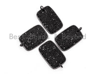 Black CZ Pave On Black Micro Pave Square/Rectangular Charm, Square/Rectangular Pave Charm, Pave Dangle Charms,17x25mm, Sku#F376