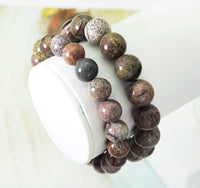 Natural Red Grass Flower Jasper Stretchy Bracelet, Sku#EF146