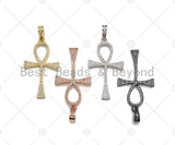 CZ Micro Pave Ankh Cross Shape Pendant, Cubic Zirconia Pave Pendant, Fashion Jewelry Findings, 23x36mm, sku#F1260