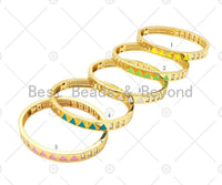 Colorful Enamel Triangle Patten Bracelet, Sku#X206