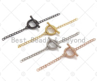 1Set/2 Sets Textured Toggle Clasp with extension chain, Gold/Silver/Rose Gold/Gunmetal Color Toggle Clasp, 12mm, sku#Y290