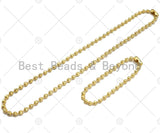 Solid Shinny Gold 4mm Lantern ball Finished Necklace Bracelet SKU#LD72