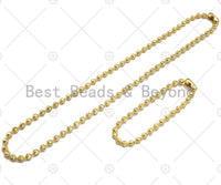 Solid Shinny Gold 4mm Lantern ball Finished Necklace Bracelet SKU#LD72