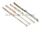 Sliding adjustable Rainbow CZ Bracelet, connector link findings,Sku#A97