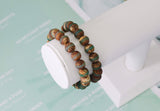 Brown Green Tibetan Agate Beads Bracelet,Sku#EF111