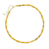 Yellow Jade Tube Beads Necklace, sku#EF547