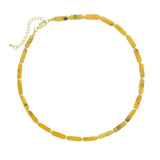 Yellow Jade Tube Beads Necklace, sku#EF547