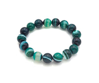 Green Banded Agate Stretchy Bracelet, EF10