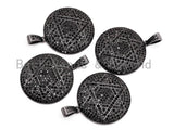 Black CZ Pave On Black Micro Pave Star of David Pendant, Star of David, Jewish star Focal Pave Charm, Pave Focal Pendant,37x41mm, Sku#F371