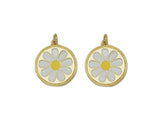 White Enamel Daisy Flower On Round Coin Pendant, Sku#L648